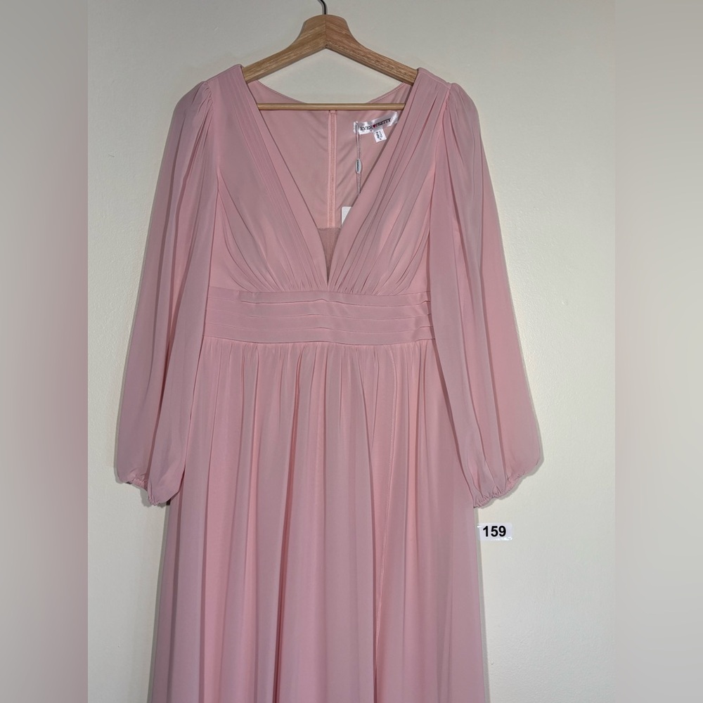 Ever Pretty A- Line Pleated See-Through Long Lantern Midi Chiffon Dress Side 10 - Picture 5 of 8